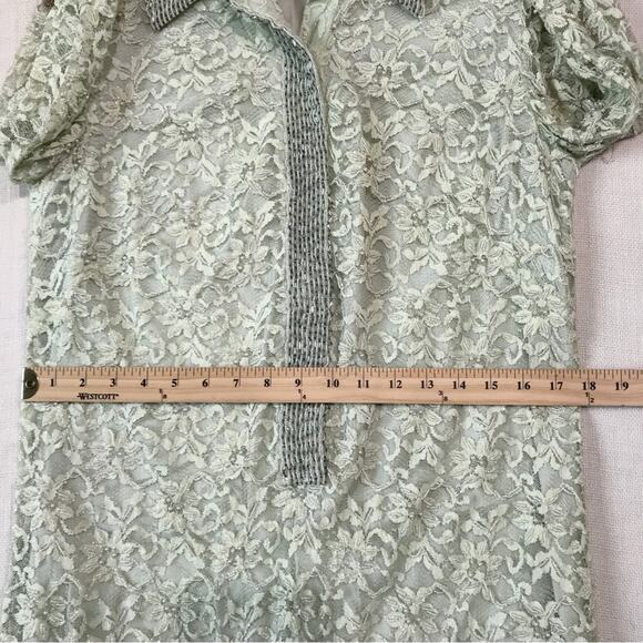 Valentina Ltd 1960s Embroidered Beaded Lace Long Sleeve Tunic Dress 14 VTG 10 to - Picture 15 of 16